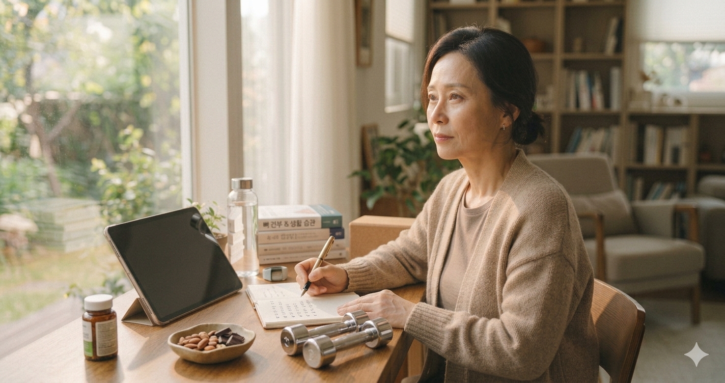 갱년기 운동과 생활 습관 체크리스트: 근력 운동, 걷기, 골밀도, 체중, 스트레스 관리